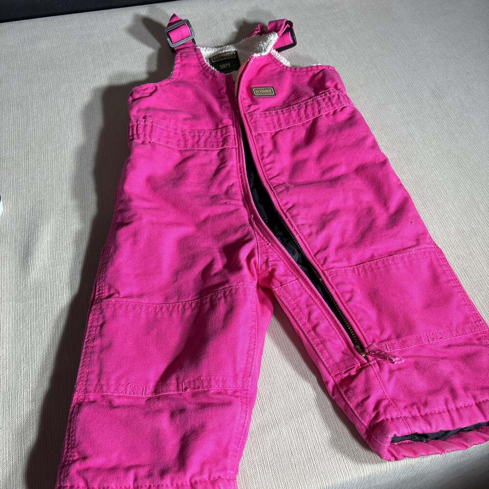 Schmidt Workwear Kids Overall Bibs Size Infant 18Months Girls Pink Sherpa Duck
